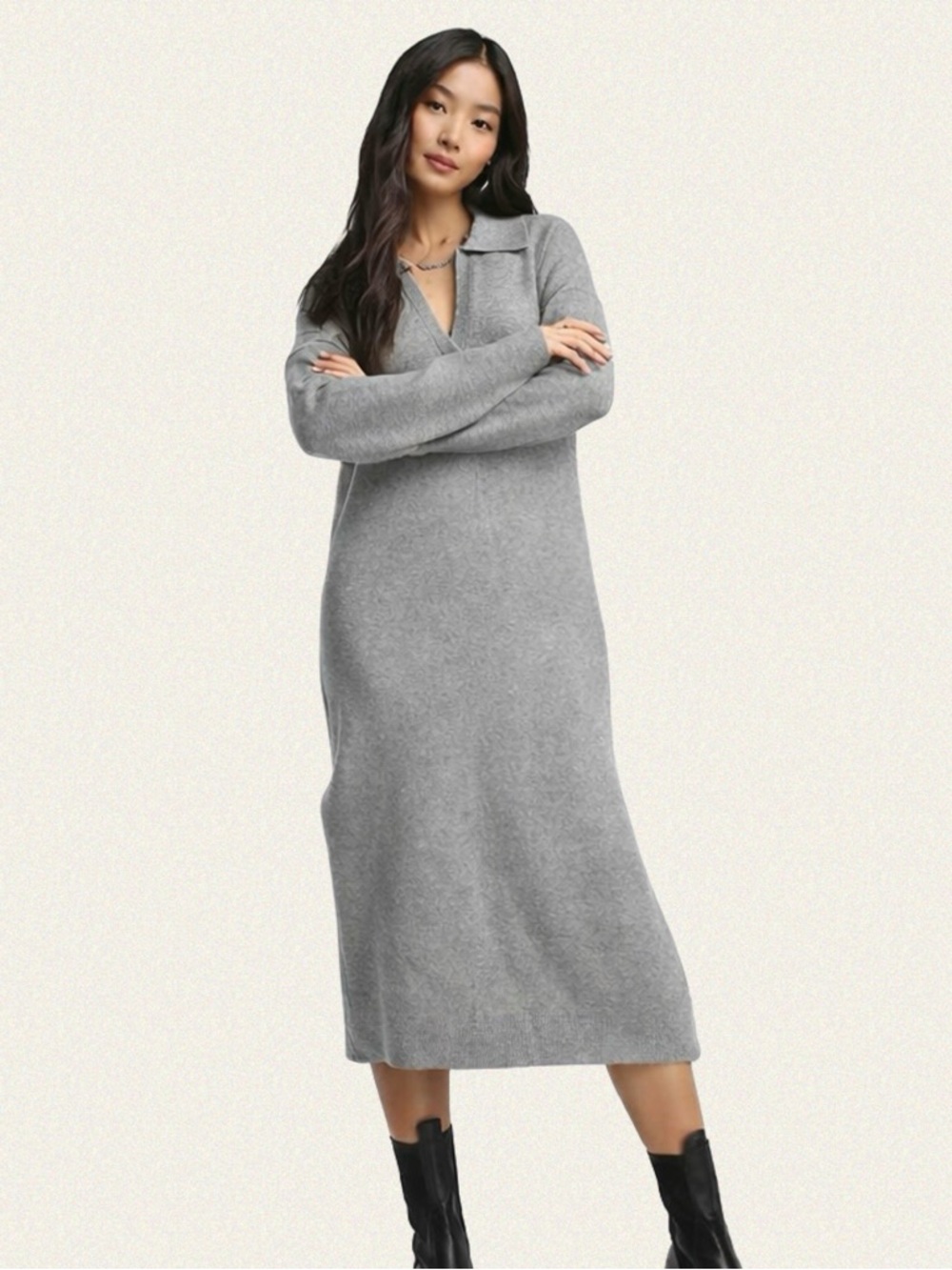 Abercrombie & Fitch Long-Sleeve Midi Sweater Dress